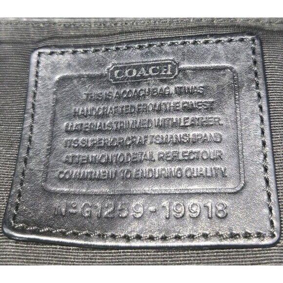 Coach Legacy Black Gray Signature Logo Purse Jacquard Duffle Shoulder Bag Tass - Picture 14 of 16